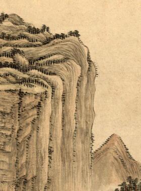 良常山馆图王翚国画山水画新中式玄关装饰画走廊过道竖版靠山挂画
