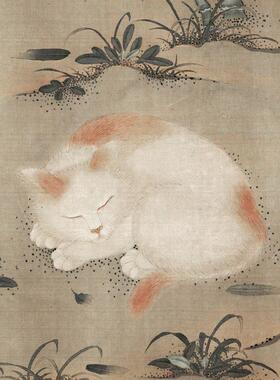 唐苑僖春图猫画猫咪挂画新中式客厅装饰画背景墙中国风古画朱瞻基