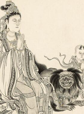 维摩演教图维摩诘画像古代佛像人物禅意新中式客厅装饰画茶室挂画