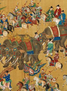 出警入跸图明朝古代人物画新中式客厅装饰画背景墙挂画仿古壁画