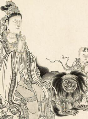 简约古典维摩诘古代挂画人物画新中式客厅装饰画茶室挂画禅意画
