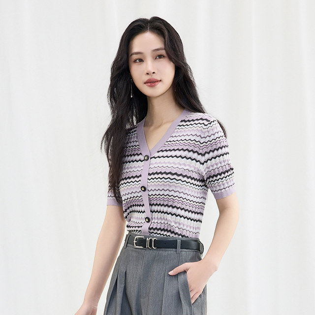 Jiarenyuan knitted sweater striped jacquard