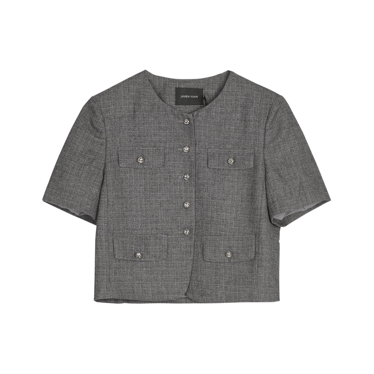 佳人苑短外套女2026年春季新款圆领金属排扣门襟小香风外套干练,淘宝优惠券,粉丝福利购,淘宝优惠卷