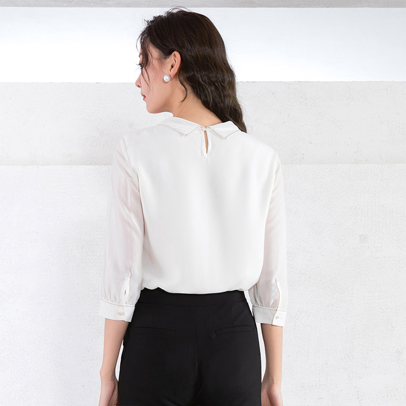 佳人苑2022秋季新款v领飘带衬衫 佳人苑衬衫