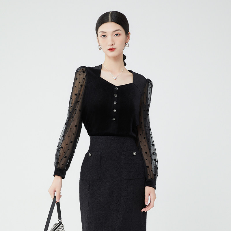  佳人苑蕾丝衫/雪纺衫