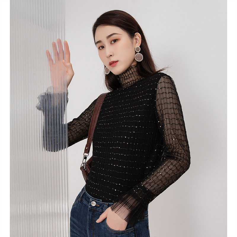 佳人苑女2021年新款冬装网纱小衫 佳人苑T恤