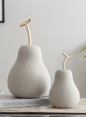 水泥色苹果雪梨雕塑艺术装饰品