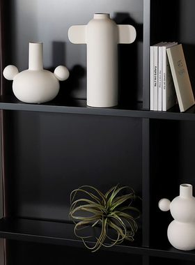 中古艺术风几何哑光白色陶瓷花器