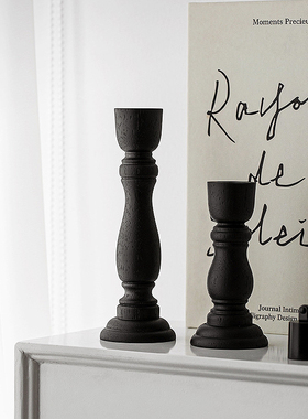 法式中古风设计感木质烛台摆件