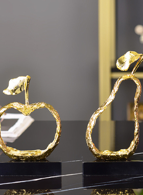 电镀金色金属苹果雪梨装饰品摆件