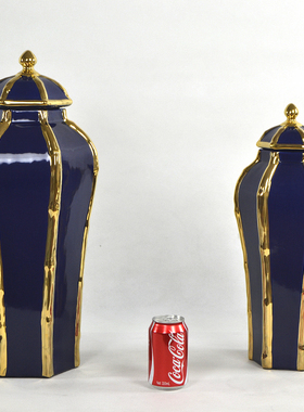 高档样板间描金陶瓷装饰罐摆件