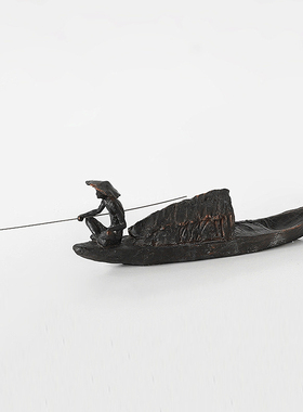 高档艺术品渔夫钓鱼人船夫雕塑