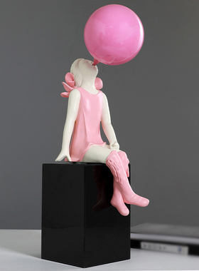 样板间粉色吹泡泡女孩桌面装饰品