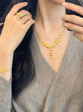 金枝玉叶项链仿真沙金黄金结婚仿三五金订婚婚嫁戒指手链金店同款