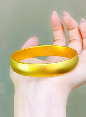 泥鳅背黄金色手镯轮胎实心