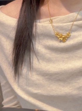 金店同款花朵沙金项链仿真黄金首饰锁骨链婚庆结婚新中式送女友