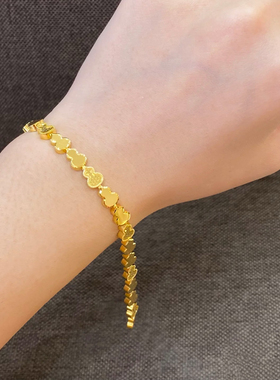 葫芦龙鳞手链碎冰冰仿真黄金色鱼鳞沙金手镯亮面爆闪满天星福禄女