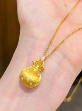 钱袋子沙金项链福袋黄金色吊坠