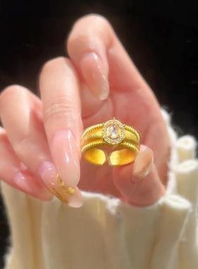 司凤同款黄金色鸽子蛋沙金戒指