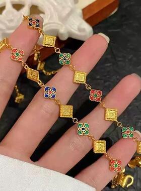 琳琅彩四合如意沙金手链新中式