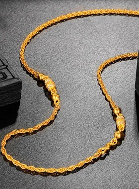 金凤凰口头麻花项链仿真黄金沙金