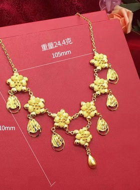 仿真黄金色花朵结婚长款耳环