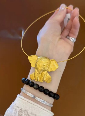 小飞象手表链仿真黄金项圈小象宝宝手表链胸针扣手牌三用饰品女