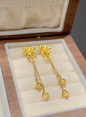 花蕊仙百合沙金耳钉流苏长