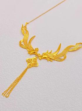 龙凤黄金色项链仿真三金五金假沙金结婚道具订婚备婚套新中式婚礼