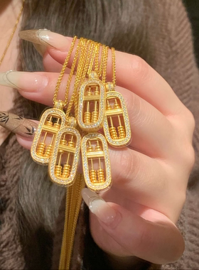 算盘沙金吊坠仿真黄金貔貅项链