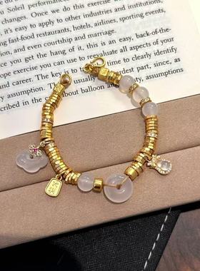 葫芦如意平安扣盘缠手链仿真黄金白色髓福禄手串送女友七夕礼物