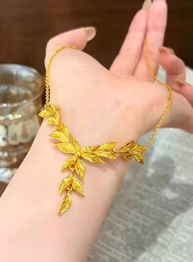 金枝玉叶沙金项链仿真黄金结婚假三金订婚五金婚嫁首饰金店同款