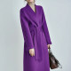 High-end purple collarless double-sided woolen coat for women