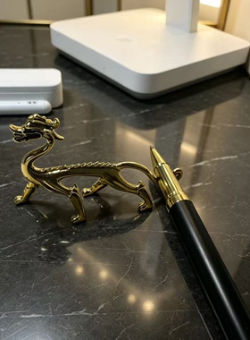 新款创意高档纯黄铜实心线香茶台玄关香插小金龙笔搁摆件旺宅正品