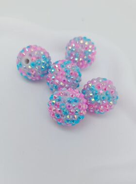 20mm粉蓝直孔树脂钻球DIY配件