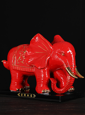 白色大象摆件陶瓷招财客厅