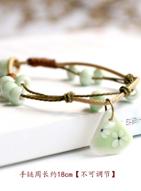 夏季热卖 时尚陶瓷小清新手链 手绘简约瓷片小饰品闺蜜情侣款