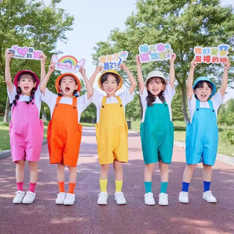 幼儿园小学生毕业照我是一颗跳跳糖棒棒糖幼儿舞蹈演出服糖果T恤 - 图0