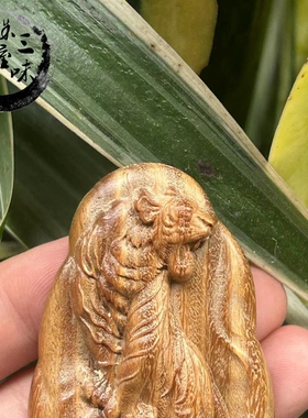 木雕十二生肖牌子老虎挂件