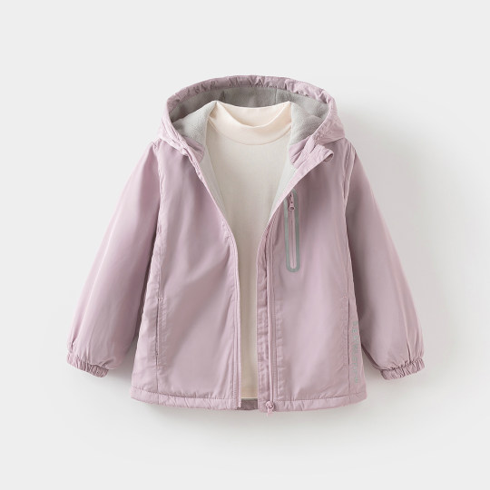 戴维贝拉儿童外套秋装新款女童加绒男童中大童夹克上衣加厚童装