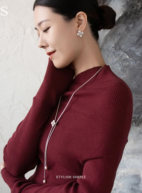 2025新款雪花系列银珍珠毛衣链