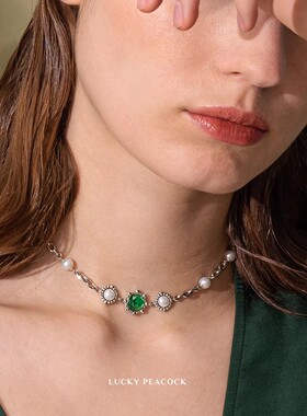 MGS曼古银S925孔雀石女项链