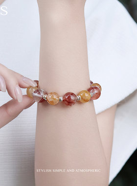 MGS/曼古银925银手链胶花手链新中式2025款轻奢小众设计水晶手串