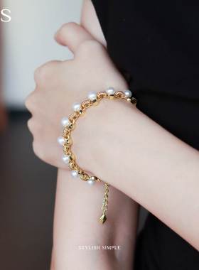 MGS/曼古银风吹麦浪珍珠手链 S925银时尚轻奢手饰送闺蜜礼物