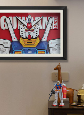 高达元祖RX-782模型动漫3D立体装饰画框挂墙画壁画现代二次元海报