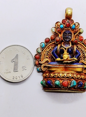 蒙古青金石长寿佛吊坠银饰寓意