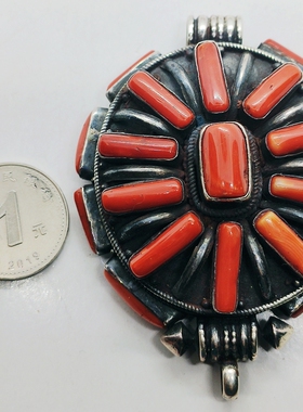 西藏蒙古镶嵌红宝石可打开嘎乌盒