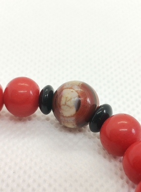 西藏尼泊尔琉璃六字真言红色手链