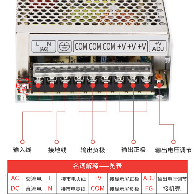 明伟LED开关电源MS/S-200W-24变压器5V12V18V36V48V60V直流180W - 图2