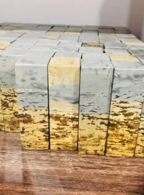 天然国画石天然成图自然成景四方柱四方来财小方印章高端送礼摆件